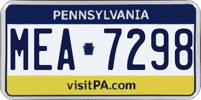 PA license plate MEA7298