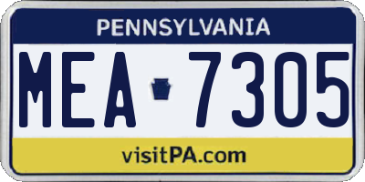 PA license plate MEA7305