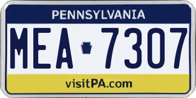 PA license plate MEA7307