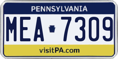 PA license plate MEA7309