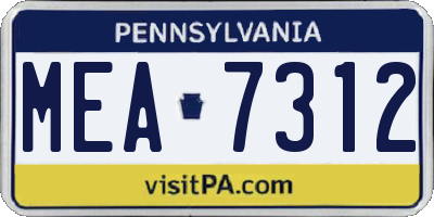 PA license plate MEA7312