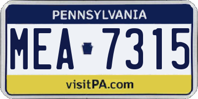 PA license plate MEA7315