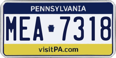 PA license plate MEA7318