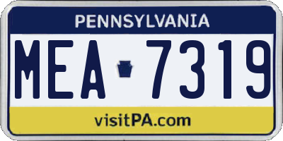 PA license plate MEA7319