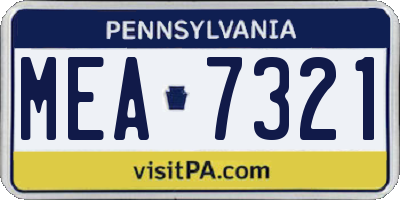 PA license plate MEA7321