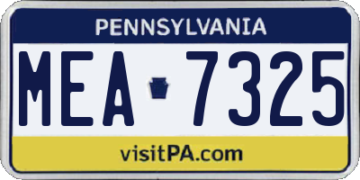 PA license plate MEA7325