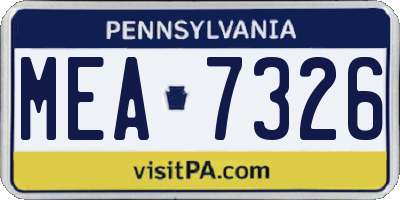 PA license plate MEA7326