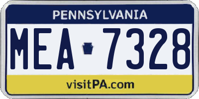 PA license plate MEA7328