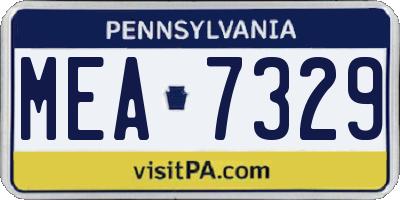 PA license plate MEA7329