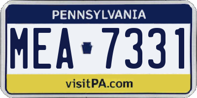 PA license plate MEA7331