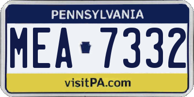 PA license plate MEA7332