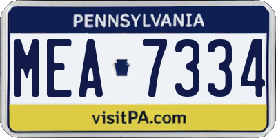 PA license plate MEA7334