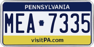 PA license plate MEA7335