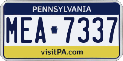 PA license plate MEA7337