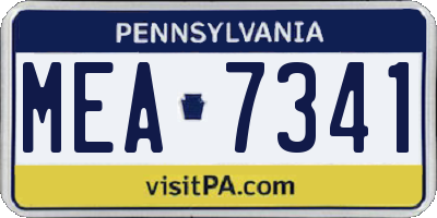 PA license plate MEA7341