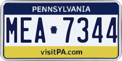 PA license plate MEA7344