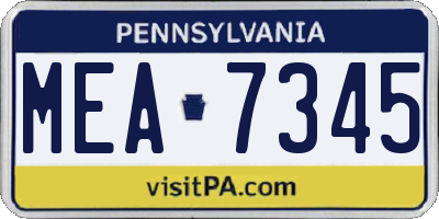 PA license plate MEA7345