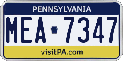 PA license plate MEA7347