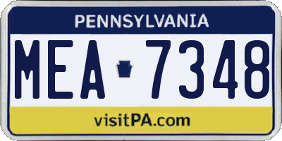 PA license plate MEA7348