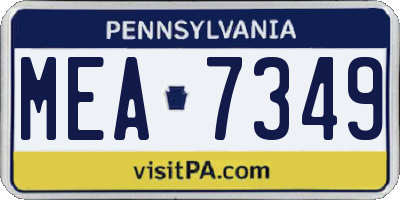 PA license plate MEA7349