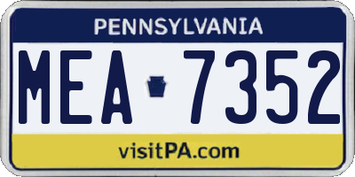 PA license plate MEA7352