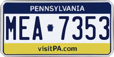 PA license plate MEA7353