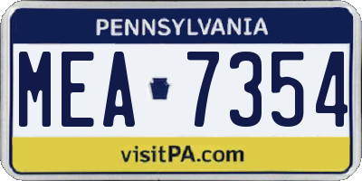 PA license plate MEA7354