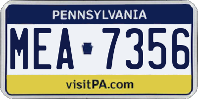 PA license plate MEA7356
