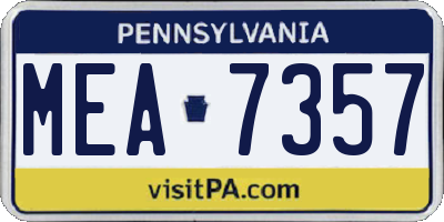 PA license plate MEA7357