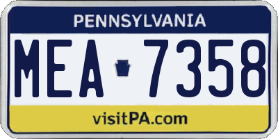 PA license plate MEA7358