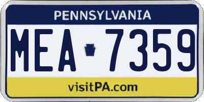 PA license plate MEA7359