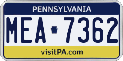PA license plate MEA7362