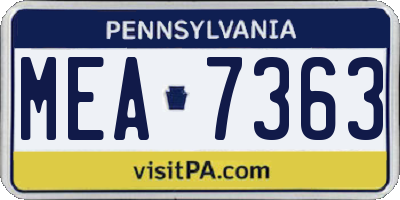PA license plate MEA7363