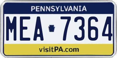 PA license plate MEA7364