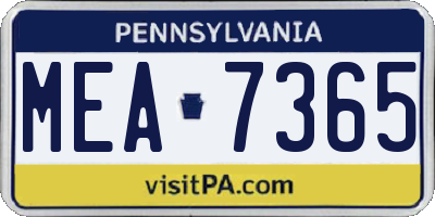 PA license plate MEA7365