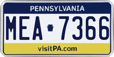 PA license plate MEA7366