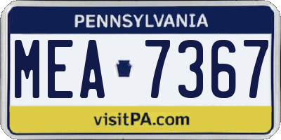 PA license plate MEA7367