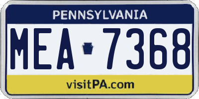PA license plate MEA7368