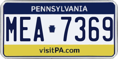 PA license plate MEA7369