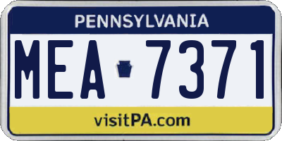 PA license plate MEA7371