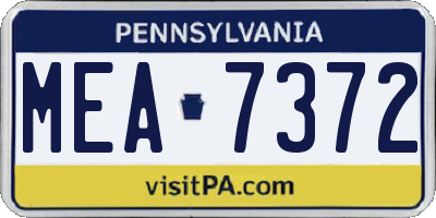 PA license plate MEA7372