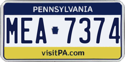 PA license plate MEA7374