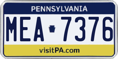 PA license plate MEA7376