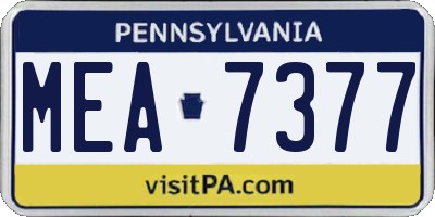 PA license plate MEA7377