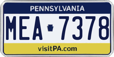 PA license plate MEA7378