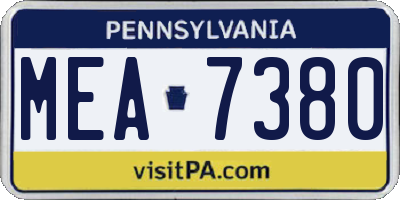 PA license plate MEA7380