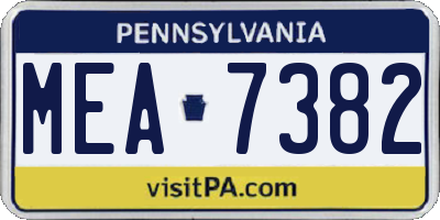 PA license plate MEA7382
