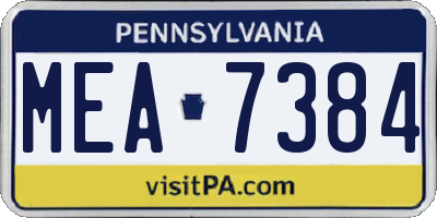 PA license plate MEA7384