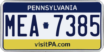 PA license plate MEA7385