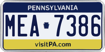 PA license plate MEA7386